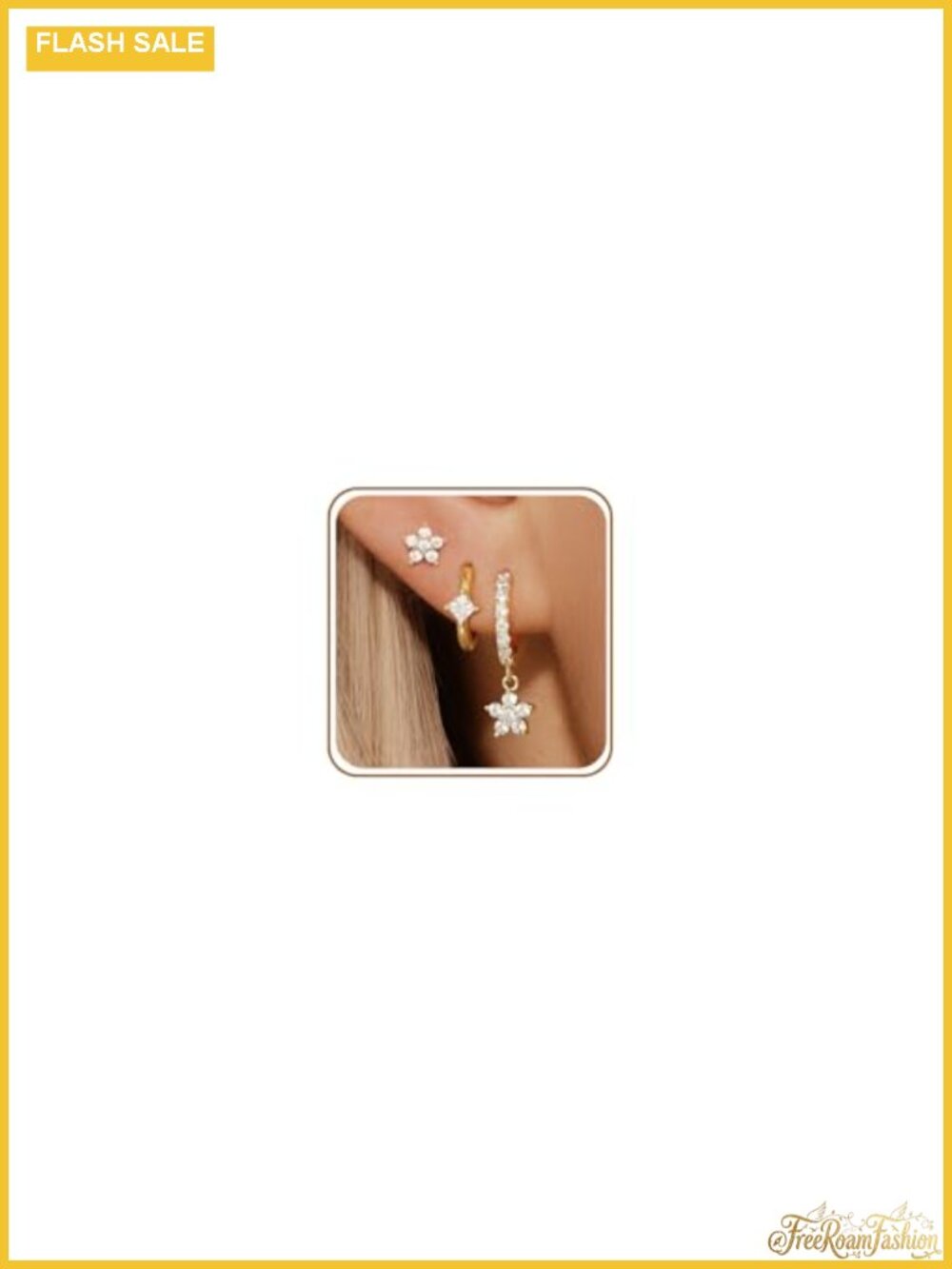 3 Pairs Gold Plated Hoop Earrings Set 14K Huggie Dangle Stud Hypoallergenic